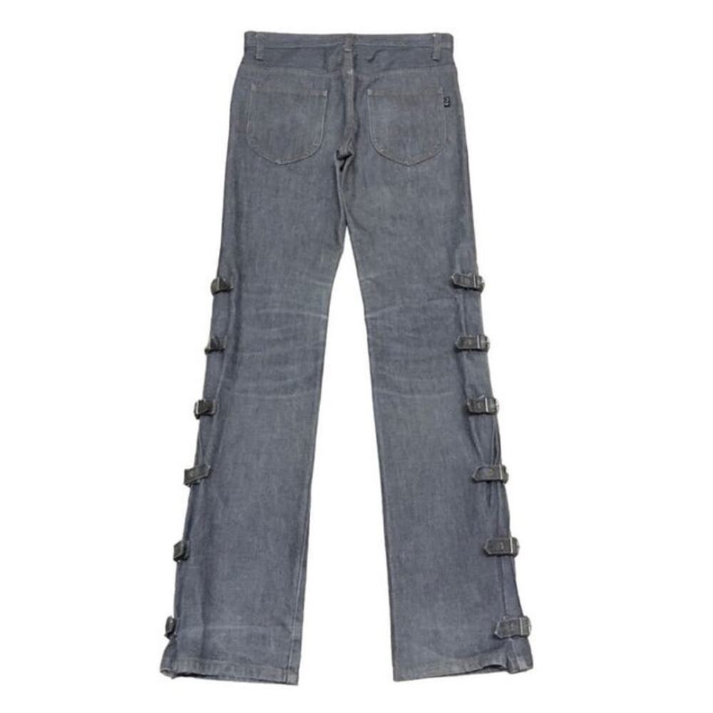 Morgan de Toi Homme Y2K Buckle Strap Jeans Gray Denim Pants small - Picture 2 of 14